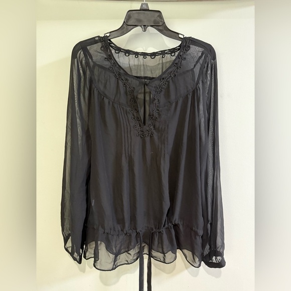The Limited Tops - The Limited Sheer Tie-Front Tunic, size M